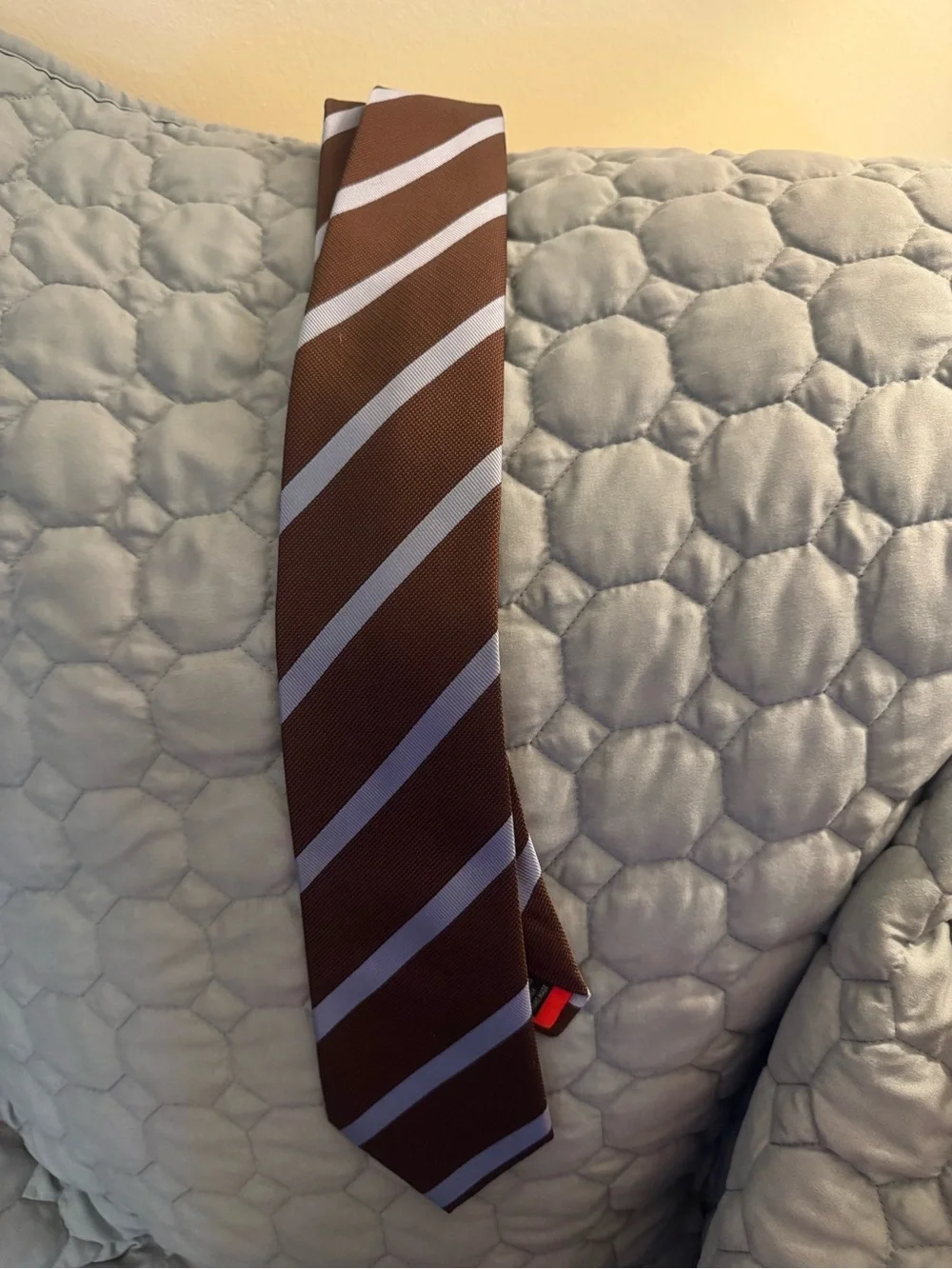 Oscar de la Renta Brown and Light Gray Striped Silk Tie
